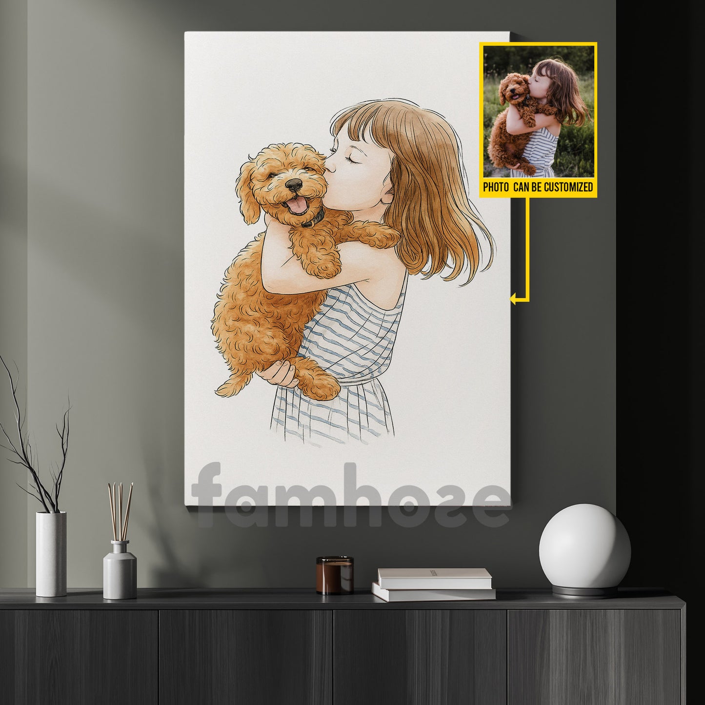 Personalized Photo Pet Canvas Painting, Capture The Love Wall Art Decor, Poster Gift For Pet Lovers