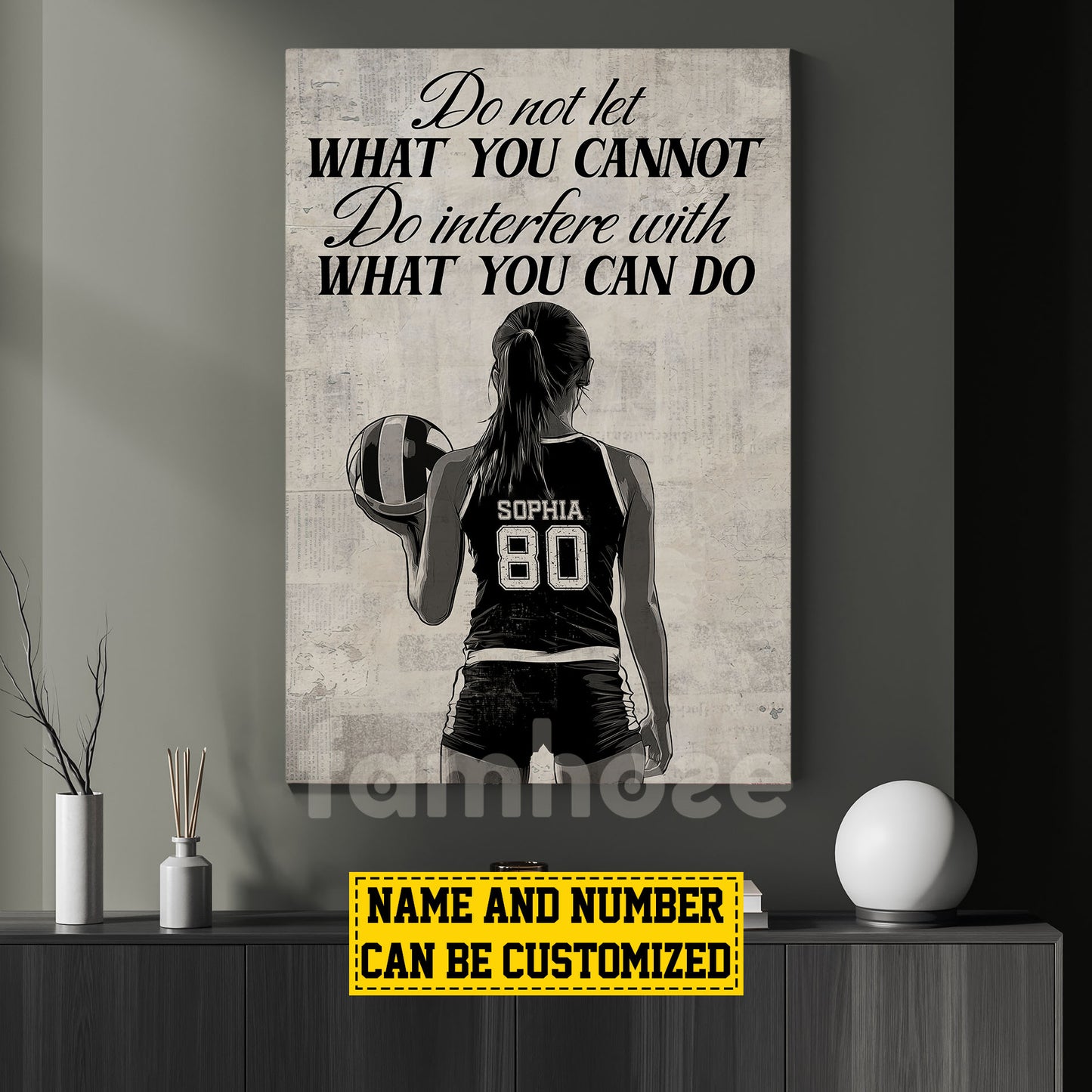 Motivational Personalized Volleyball Woman Canvas Painting, Do Not Let What You Cannot Do Interfere With What You Can Do Sport Wall Art Decor, Poster Gift For Volleyball Lovers