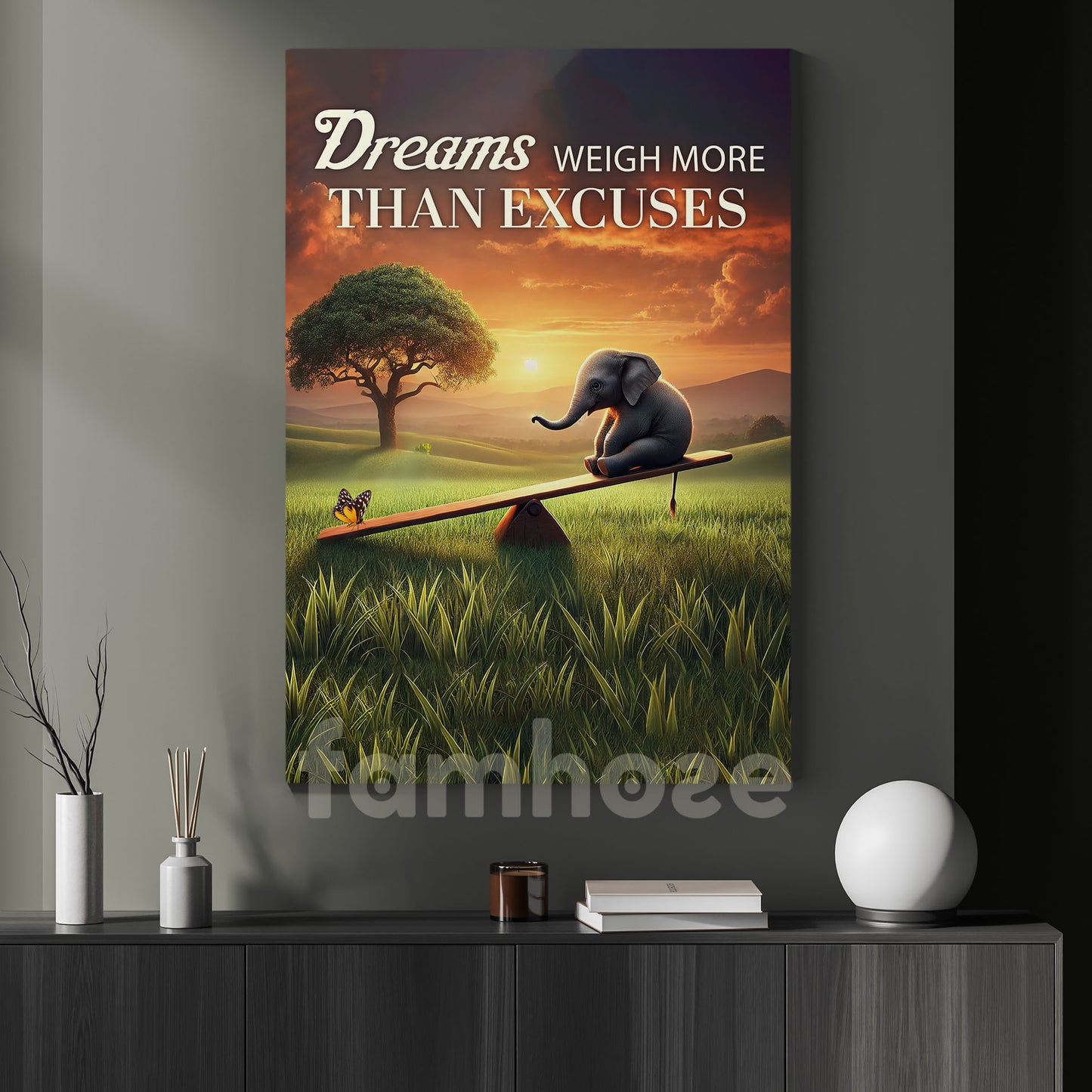 Dreams Weigh More Than Excuses Motivational Canvas Painting, Inspirational Quotes Wall Art Decor, Poster Gift for Decoring Office, Living Room, or Workspace