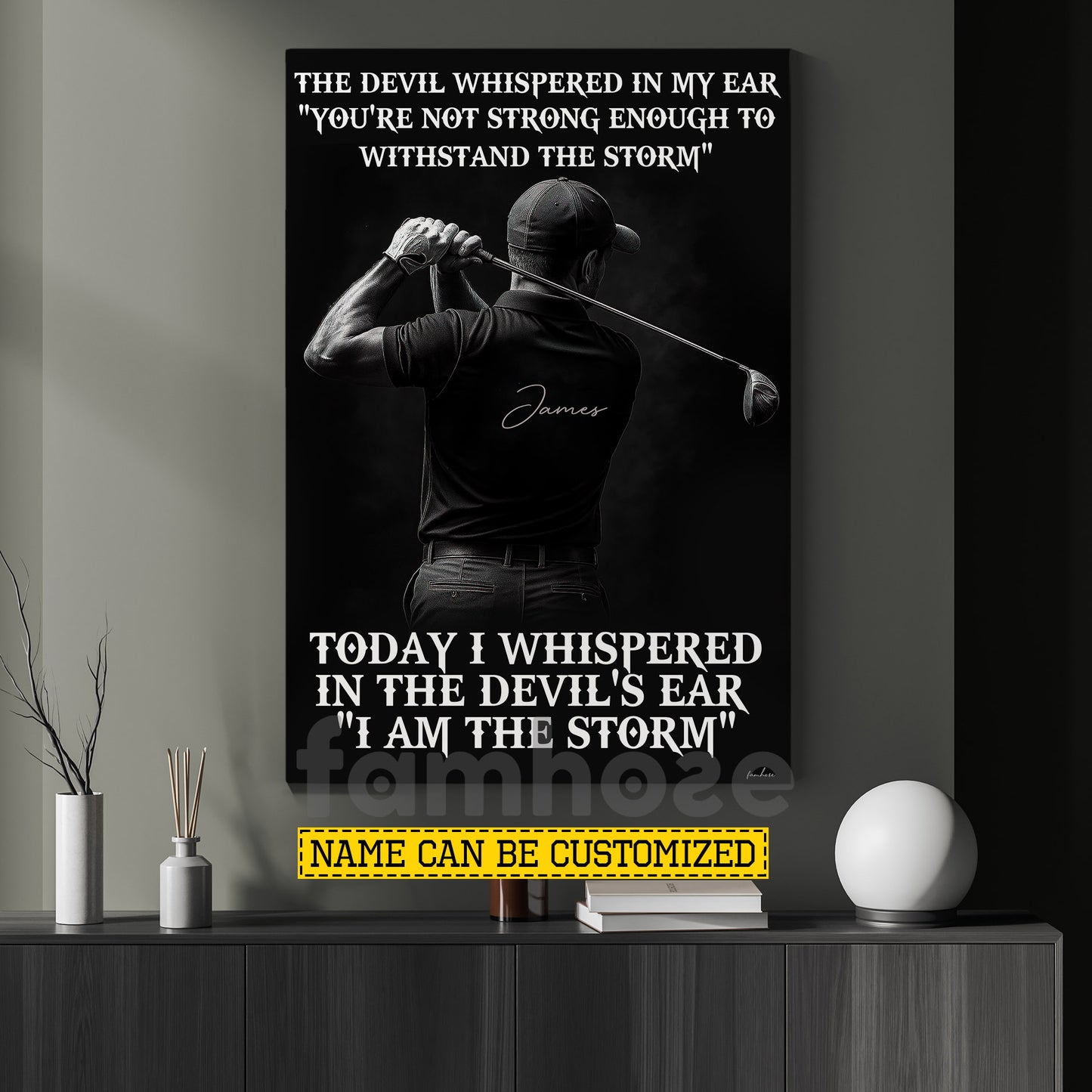 Personalized Golf Man Canvas Painting, I Am The Storm Sport Wall Art Decor, Poster Gift For Golf Lover