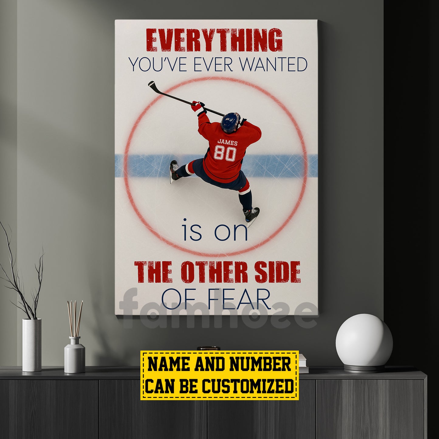 Motivational Personalized Hockey Man Canvas Painting, Everything You've Wanted Sport Wall Art Decor, Poster Gift For Hockey Lovers