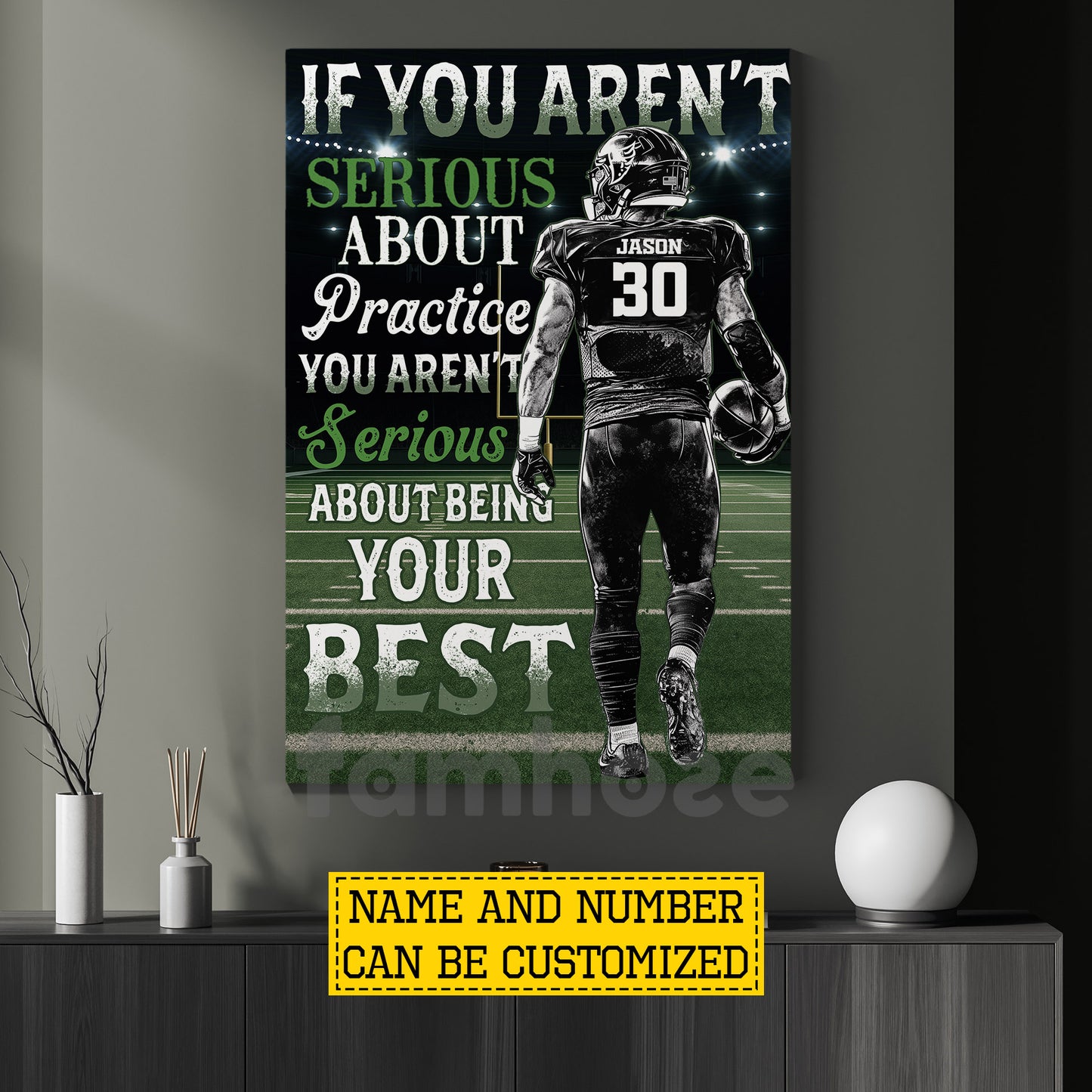 Motivational Personalized Football Canvas Painting, Being Your Best Sport Wall Art Decor, Poster Gift For Football Lovers