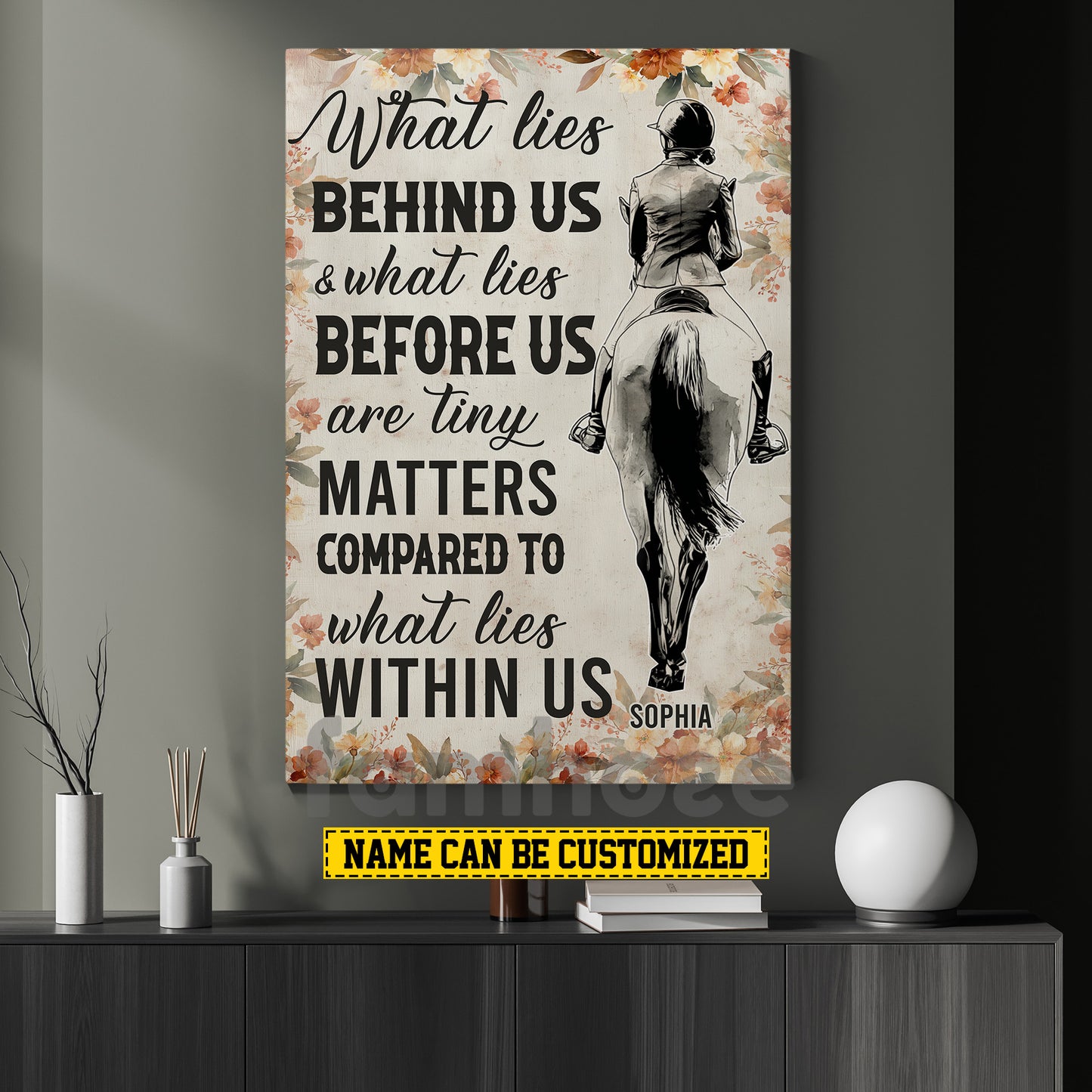 Personalized Horse Riding Canvas Painting, What Lies Behind Us Wall Art Decor, Poster Gift For Horse Girl