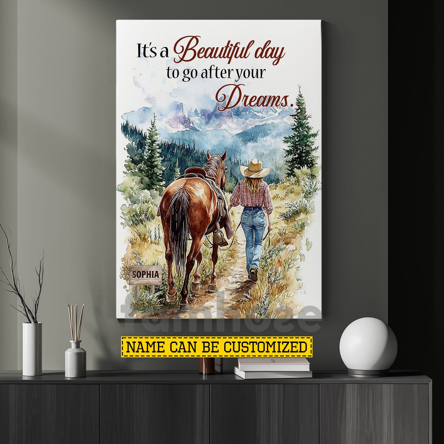 Personalized Cowgirl Canvas Painting, It's A Beautiful Day Wall Art Decor, Poster Gift For Cowgirl