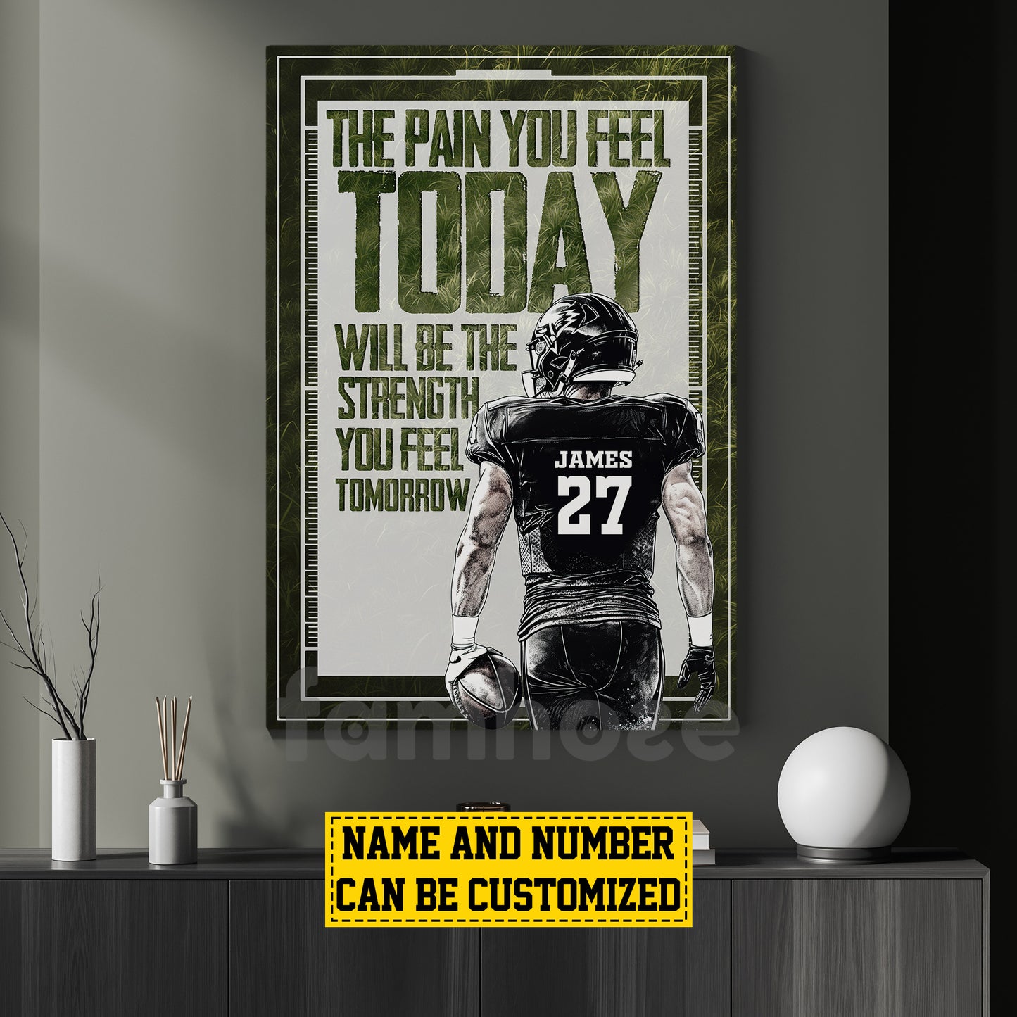 Personalized Football Man Canvas Painting, The Pain You Feel Today Sports Wall Art Decor, Poster Gift For Football Lovers