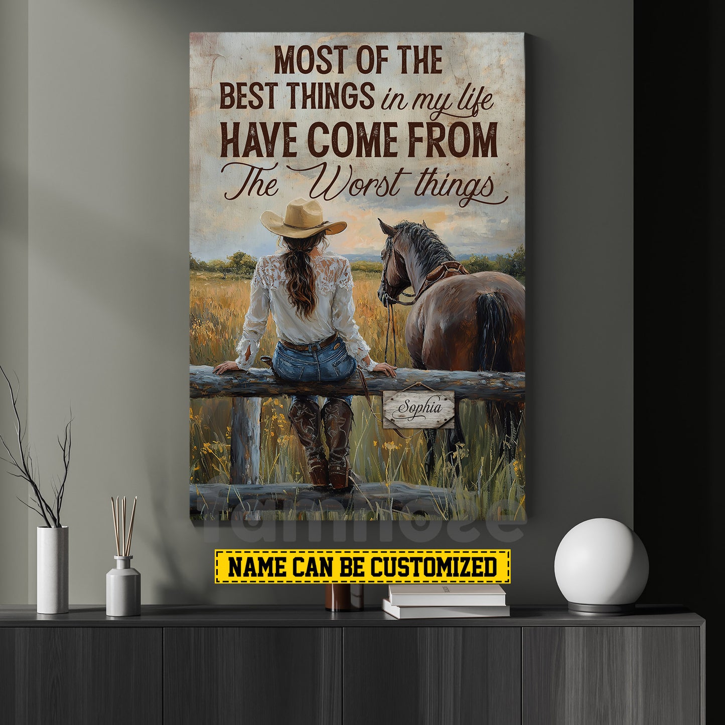 Personalized Cowgirl Canvas Painting, Most Of The Best Things Wall Art Decor, Poster Gift For Cowgirl