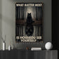Motivational Black Cat Canvas Painting, What Matters Most Is How You See Yourself Wall Art Decor, Poster Gift For Cat Lover