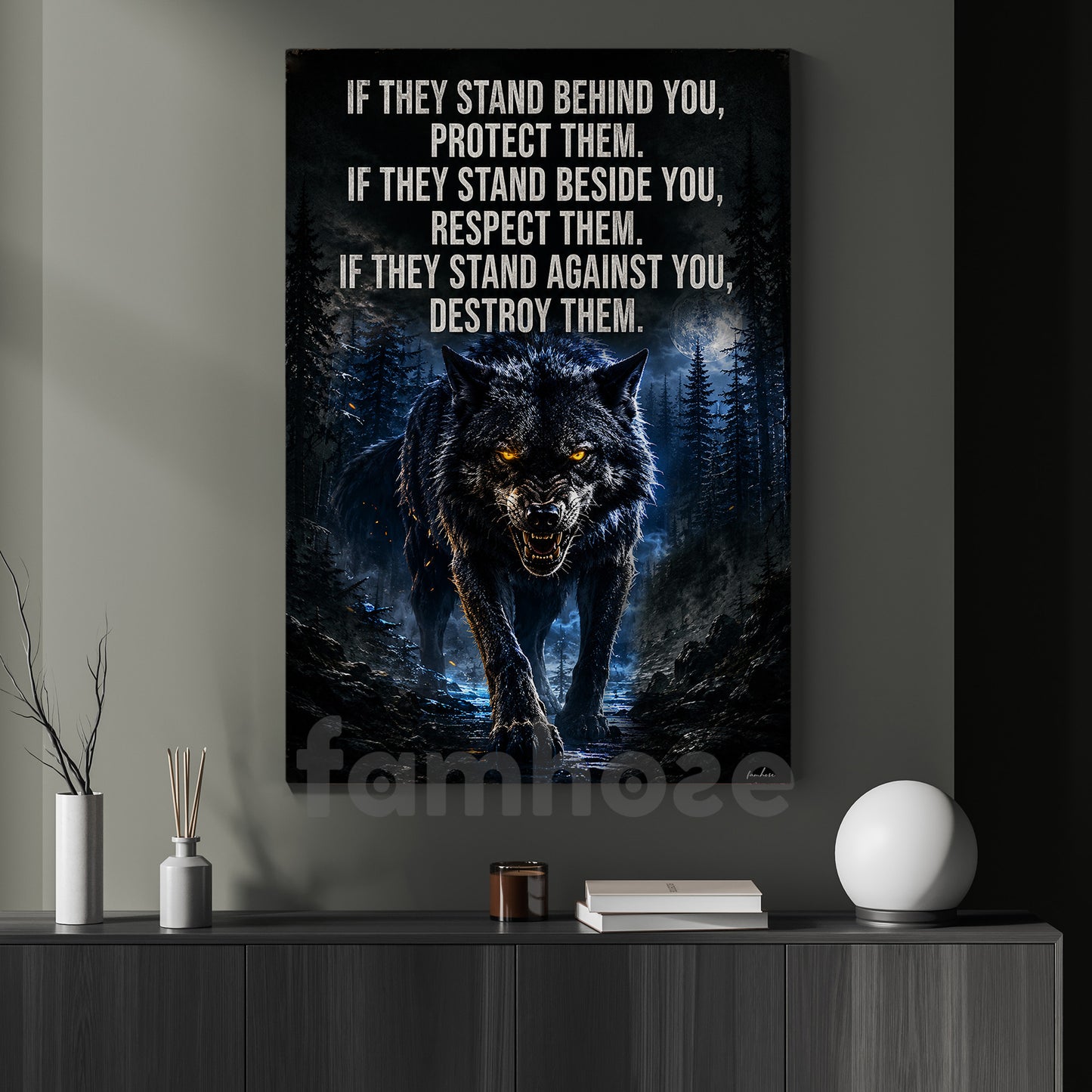 Wolf Canvas Painting, If They Stand Behind You Protect Them Wall Art Decor, Poster Gift For Wolf Lover
