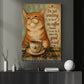 Funny Coffee Cat Canvas Painting, I'm Just Waiting To See Wall Art Decor, Poster Gift For Cat Lovers, Coffee Lovers