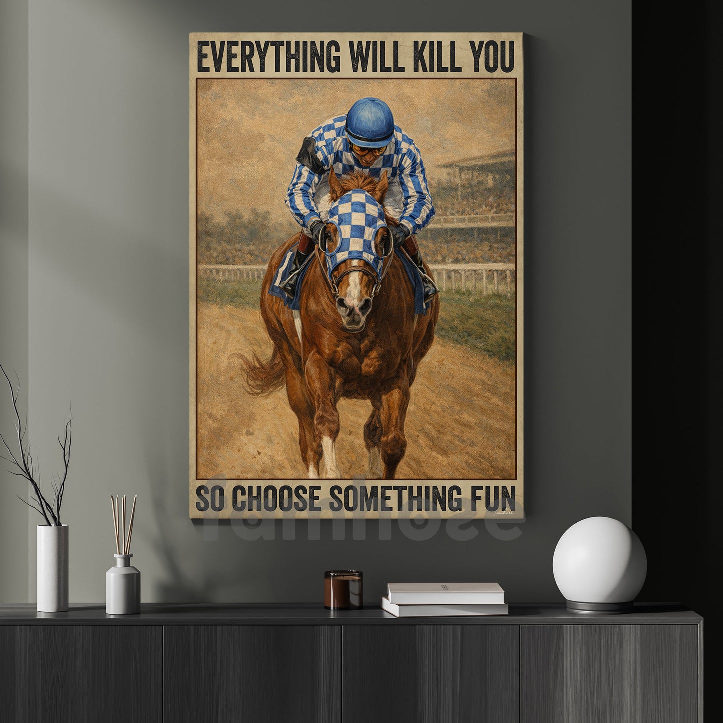 Secretariat Canvas Painting, 1973 Triple Crown Champion Everything Will Kill You Wall Art Decor, Poster Gift For Horse Racing Lovers
