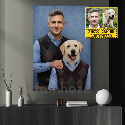 Funny Personalized Dog Owner Canvas Painting, The Perfect Pair Portrait Wall Art Decor, Poster Gift For Dog Lovers