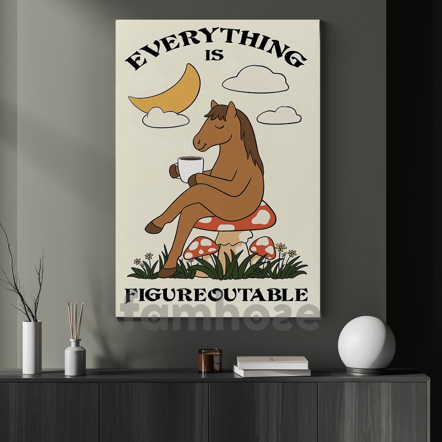 Funny Horse Canvas Painting, Everything Is Figureoutable Wall Art Decor, Poster Gift For Horse Lovers