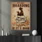 Funny Reading Girl Canvas Painting, It's Not Hoarding If It's Book Wall Art Decor, Poster Gift For Reading Lovers