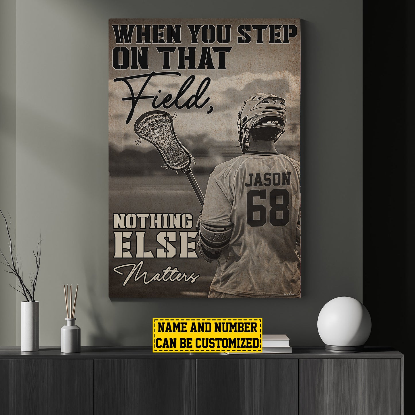 Personalized Motivational Lacrosse Canvas Painting, Nothing Else Matters, Sports Quotes Wall Art Decor, Poster Gift For Lacrosse Lovers, Lacrosse Boys