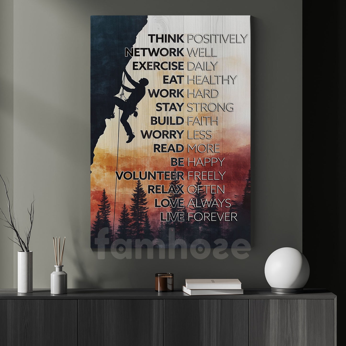 Motivational Canvas Painting, Think Positively Love Always Live Forever, Inspirational Quotes Wall Art Decor, Poster Gift for Decoring Office, Living Room, or Workspace