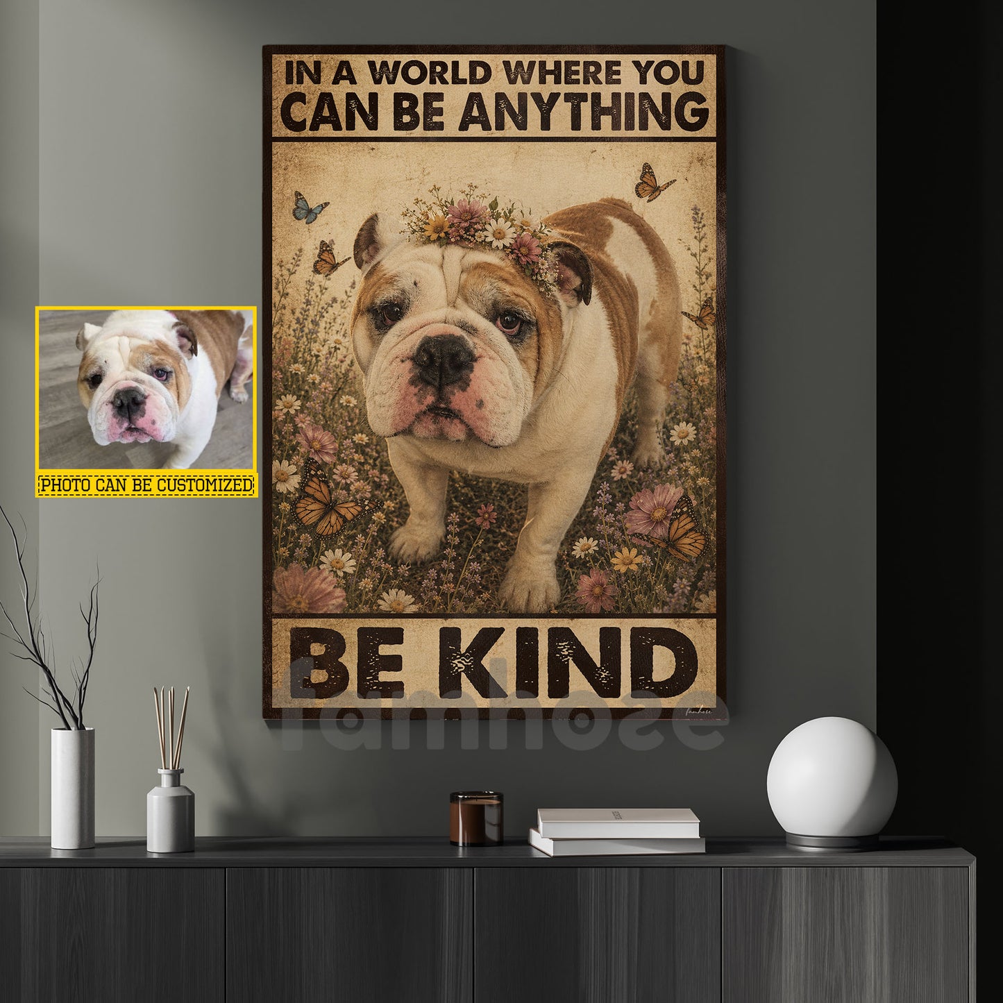 Funny Quote Personalized Dog Canvas Painting, In A World Where You Can Be Anything Wall Art Decor, Poster Gift For Dog Lover