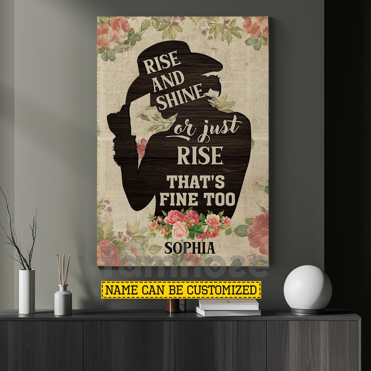 Motivational Personalized Horse Riding Girl Canvas Painting, Rise And Shine Wall Art Decor, Poster Gift For Horse Girl