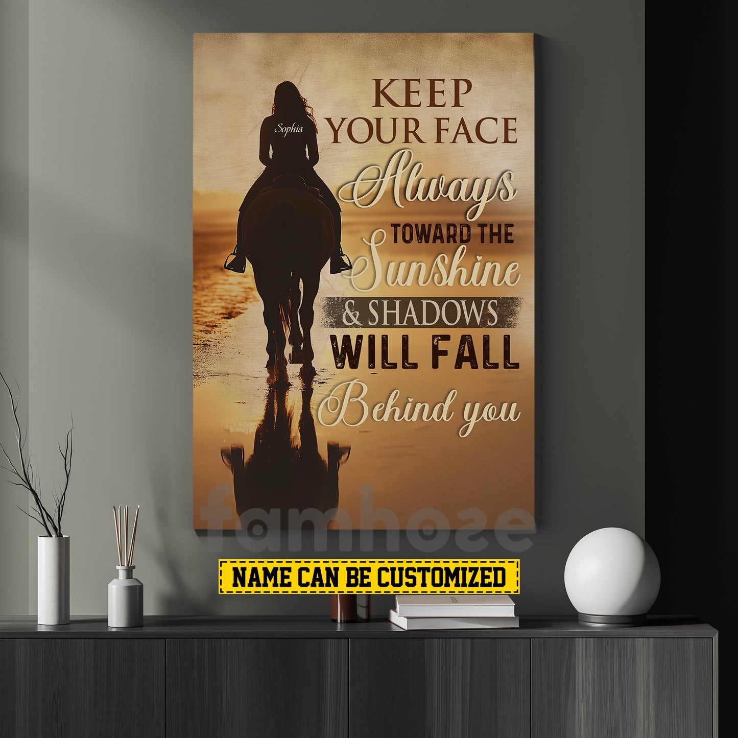 Personalized Horse Riding Canvas Painting, Keep Your Face Always Toward The Sunshine Wall Art Decor, Poster Gift For Horse Girl