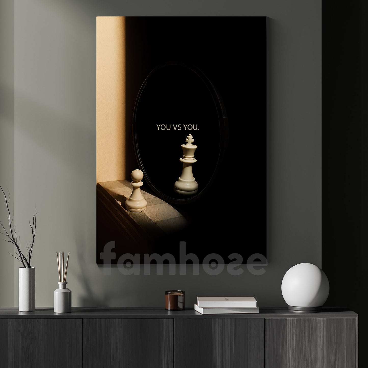 Minimalist Chess Canvas Painting, You Vs You Self Improvement Wall Art Decor, Poster Gift To Decor House Or Office