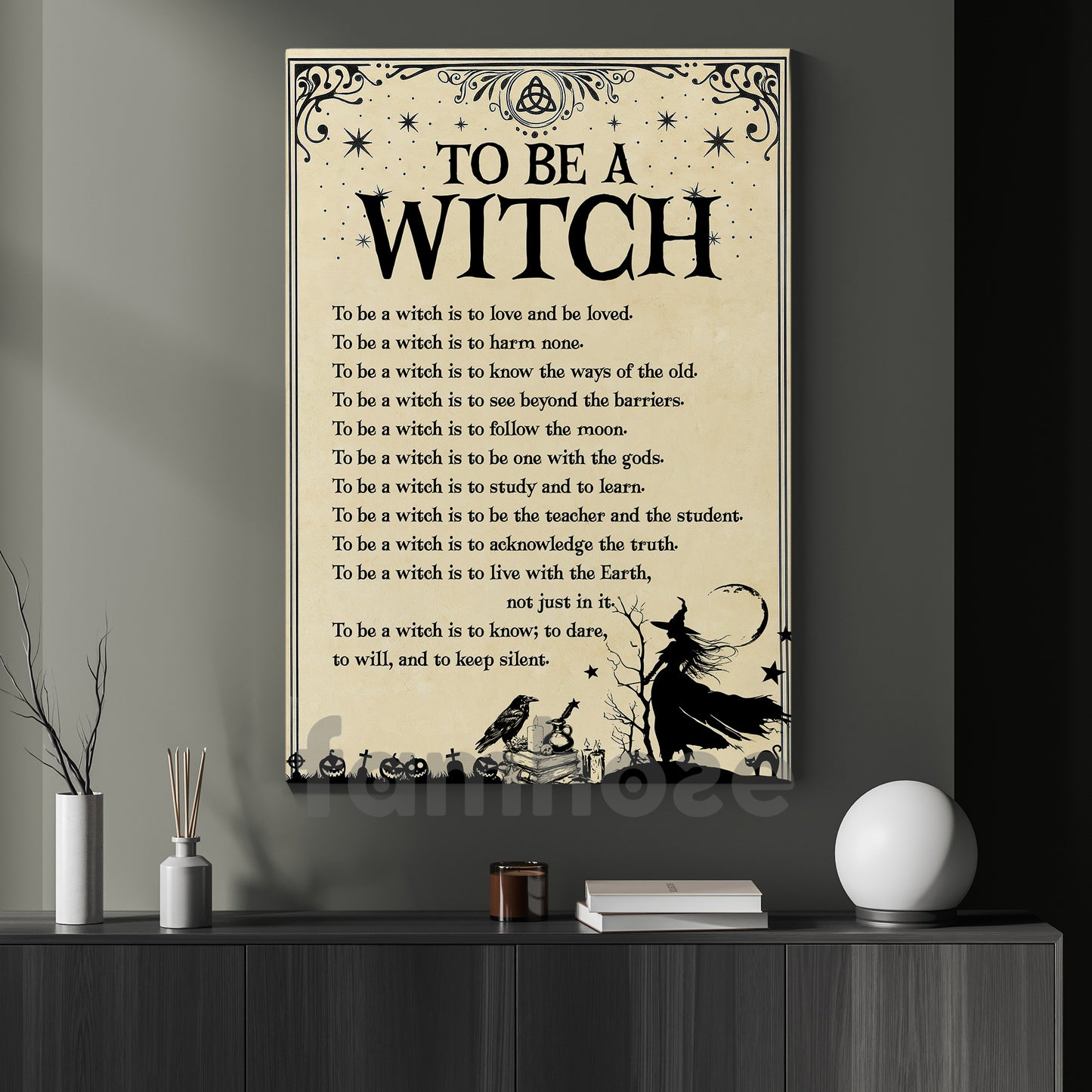 Halloween Witch Canvas Painting, To Be A Witch Wall Art Decor, Spooky Season Poster Gift For Witch Lovers