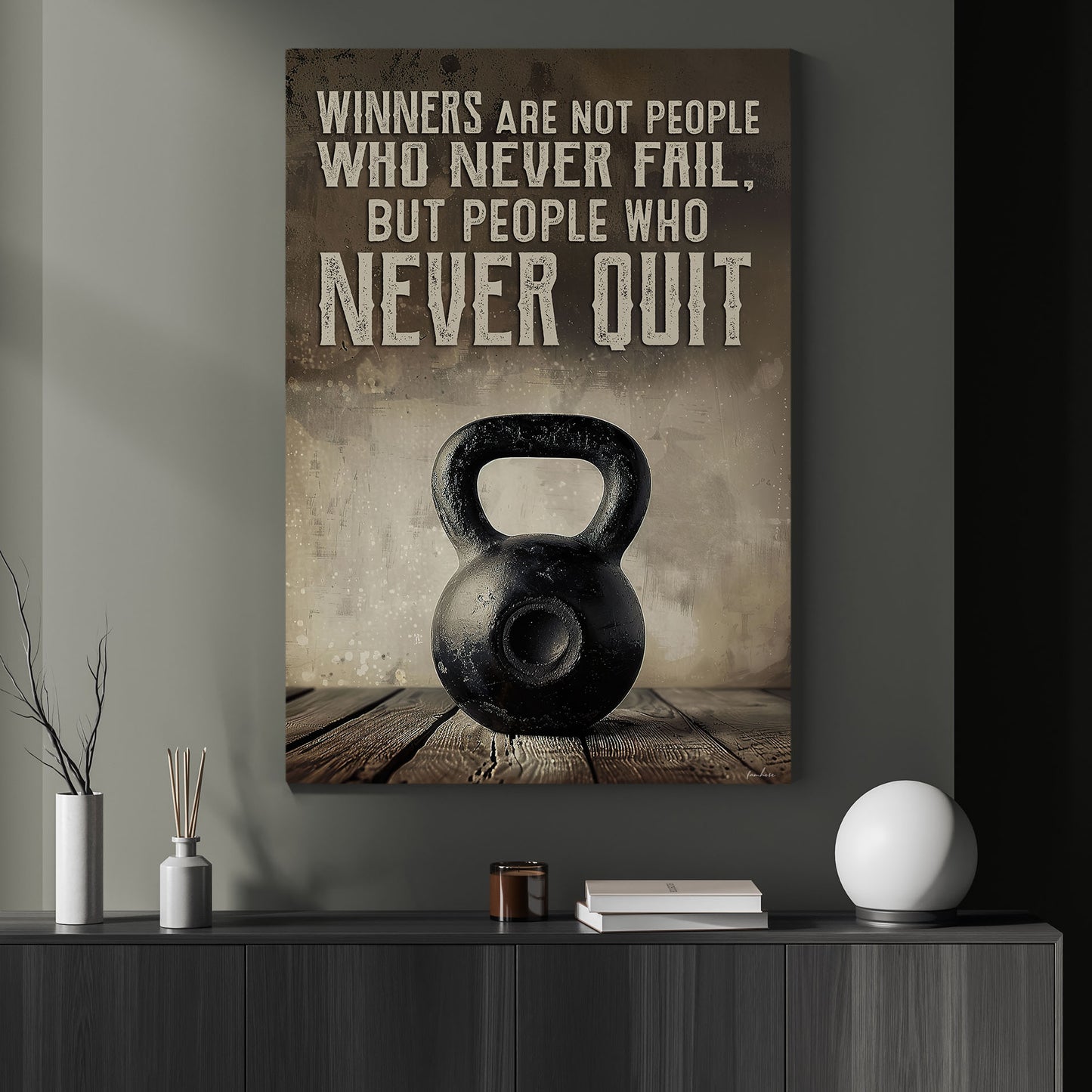 Gym Canvas Painting, Never Quit, Motivational Fitness Quotes Wall Art Decor, Ideal Poster Gift For Sports Enthusiasts