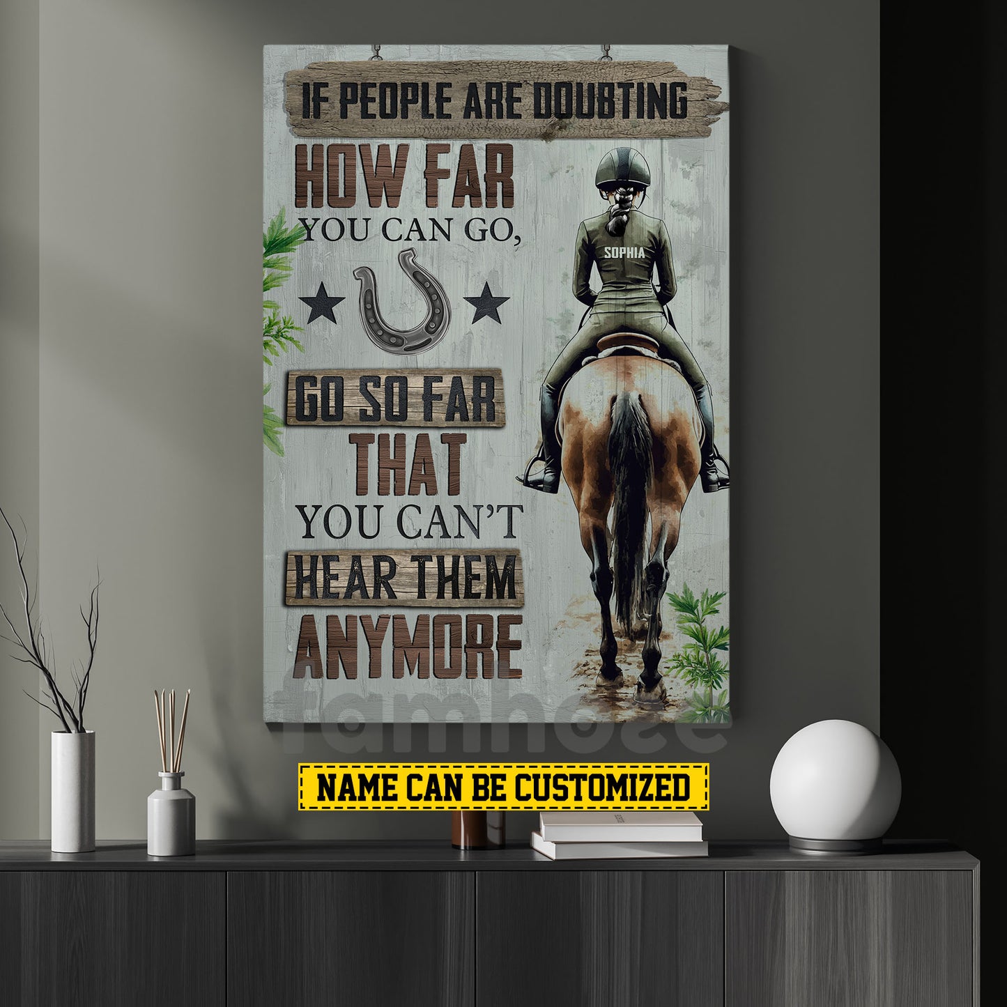 Personalized Horse Riding Girl Canvas Painting, If People Are Doubting How Far You Can Go Inspirational Quotes Wall Art Decor, Poster Gift For Horse Girl