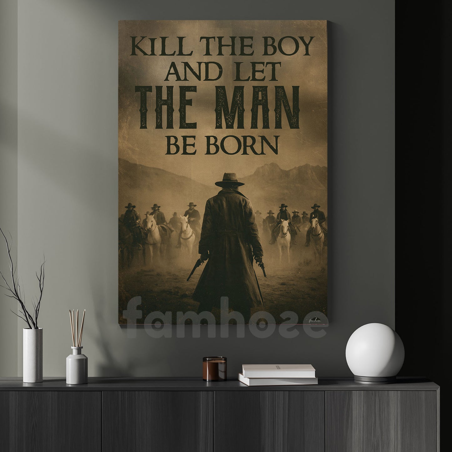 Cowboy Canvas Painting, Let The Man Be Born Wall Art Decor, Poster Gift For Cowboys