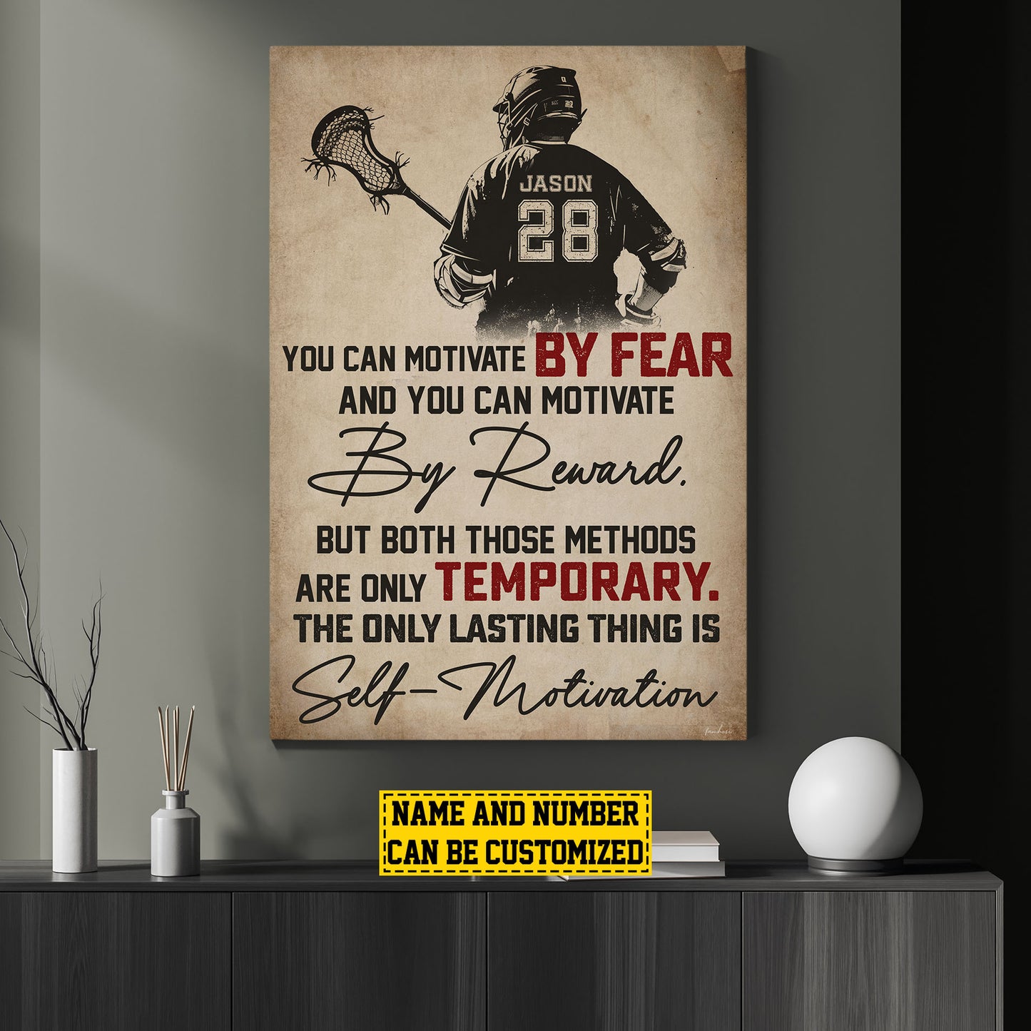 Personalized Lacrosse Canvas Painting, Self Motivation, Sports Quotes Wall Art Decor, Poster Gift For Lacrosse Lovers, Lacrosse Boys