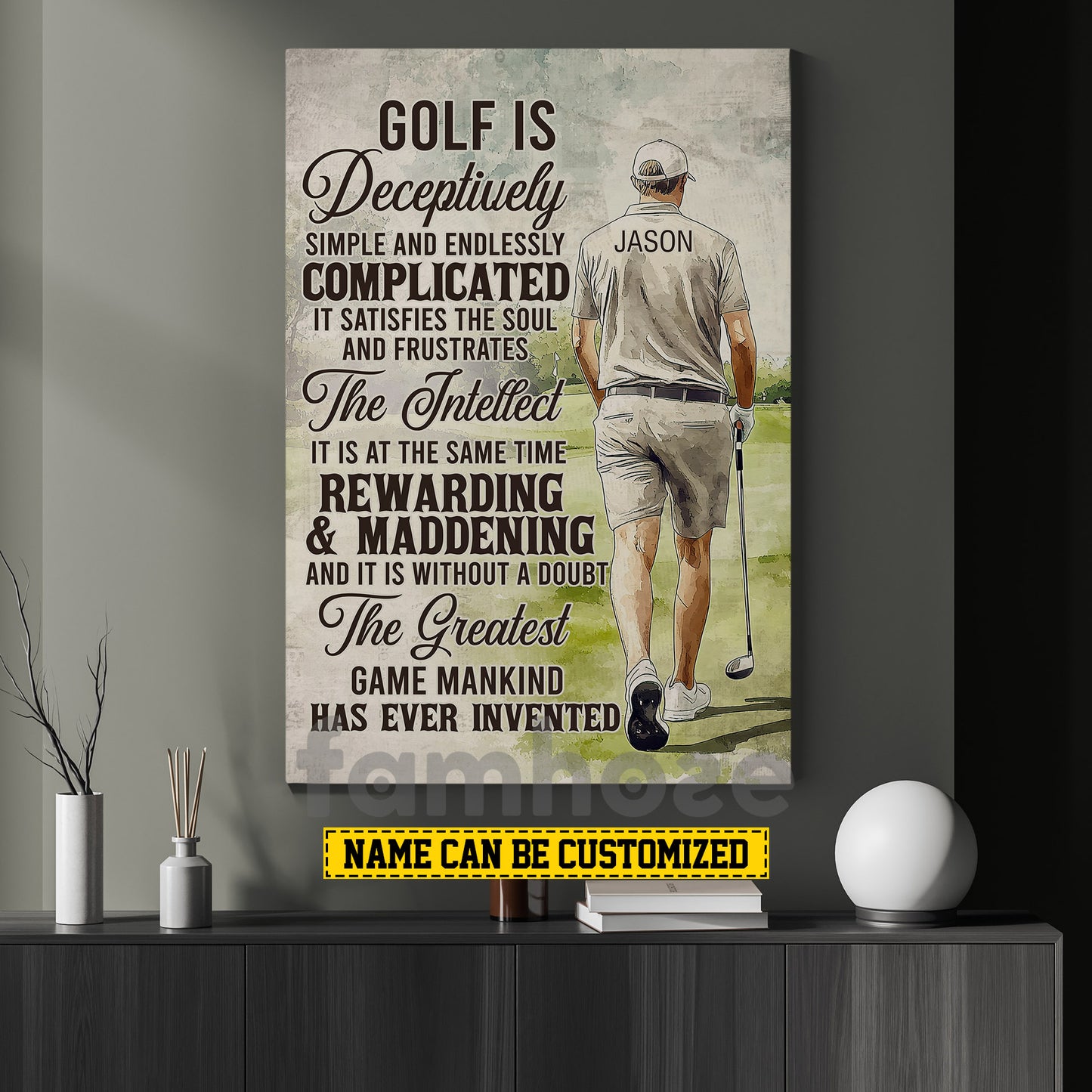 Interesting Personalized Golf Boy Canvas Painting, The Greatest Game Mankind Has Ever Invented Sport Wall Art Decor, Poster Gift For Golf Lovers