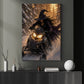 Halloween Snowmobile Witch Canvas Painting, Who Needs a Broom Wall Art Decor, Spooky Season Poster Gift For Snowmobiling Lover