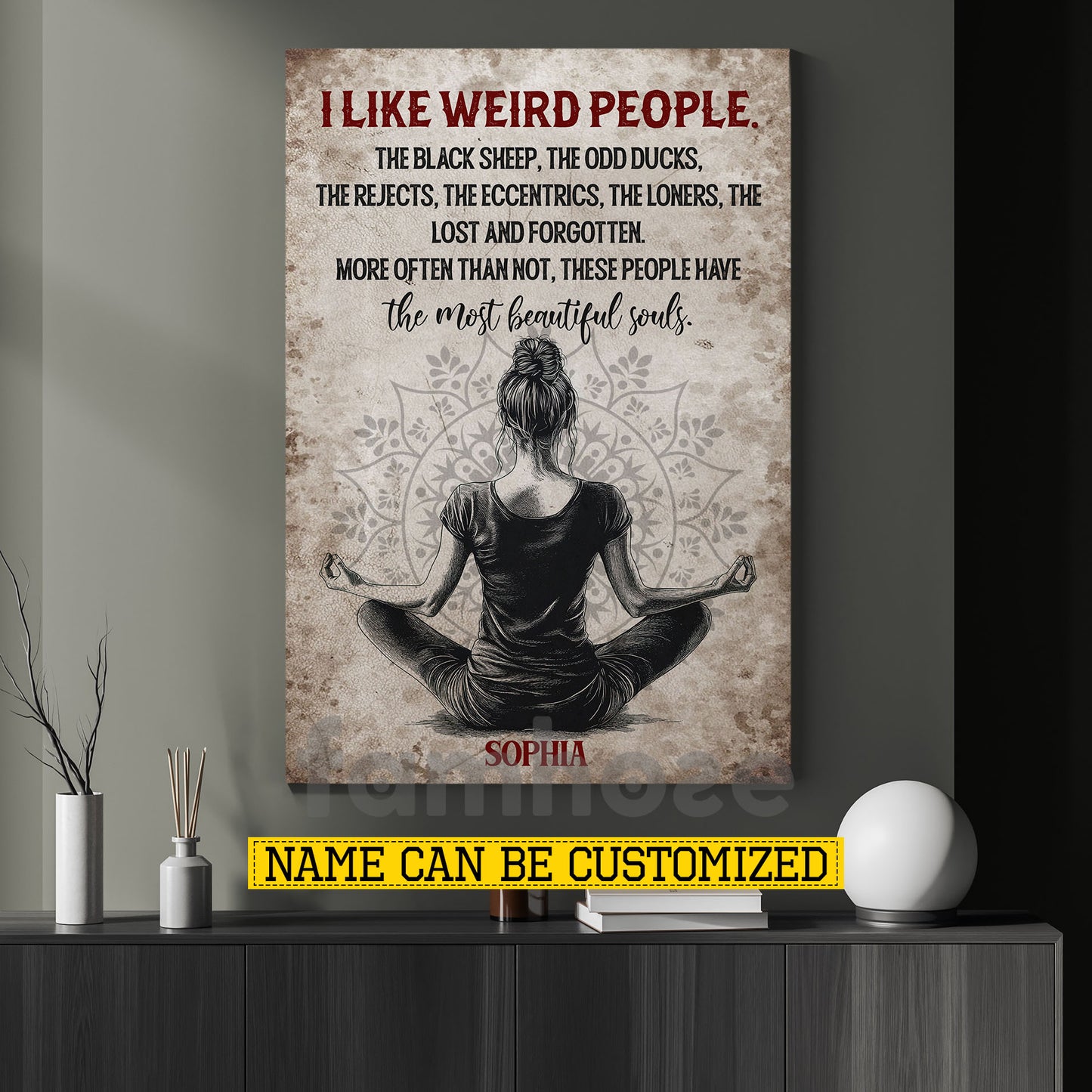 Personalized Meditation Canvas Painting, I Like Weird People Wall Art Decor, Poster Gift For Meditation Lovers