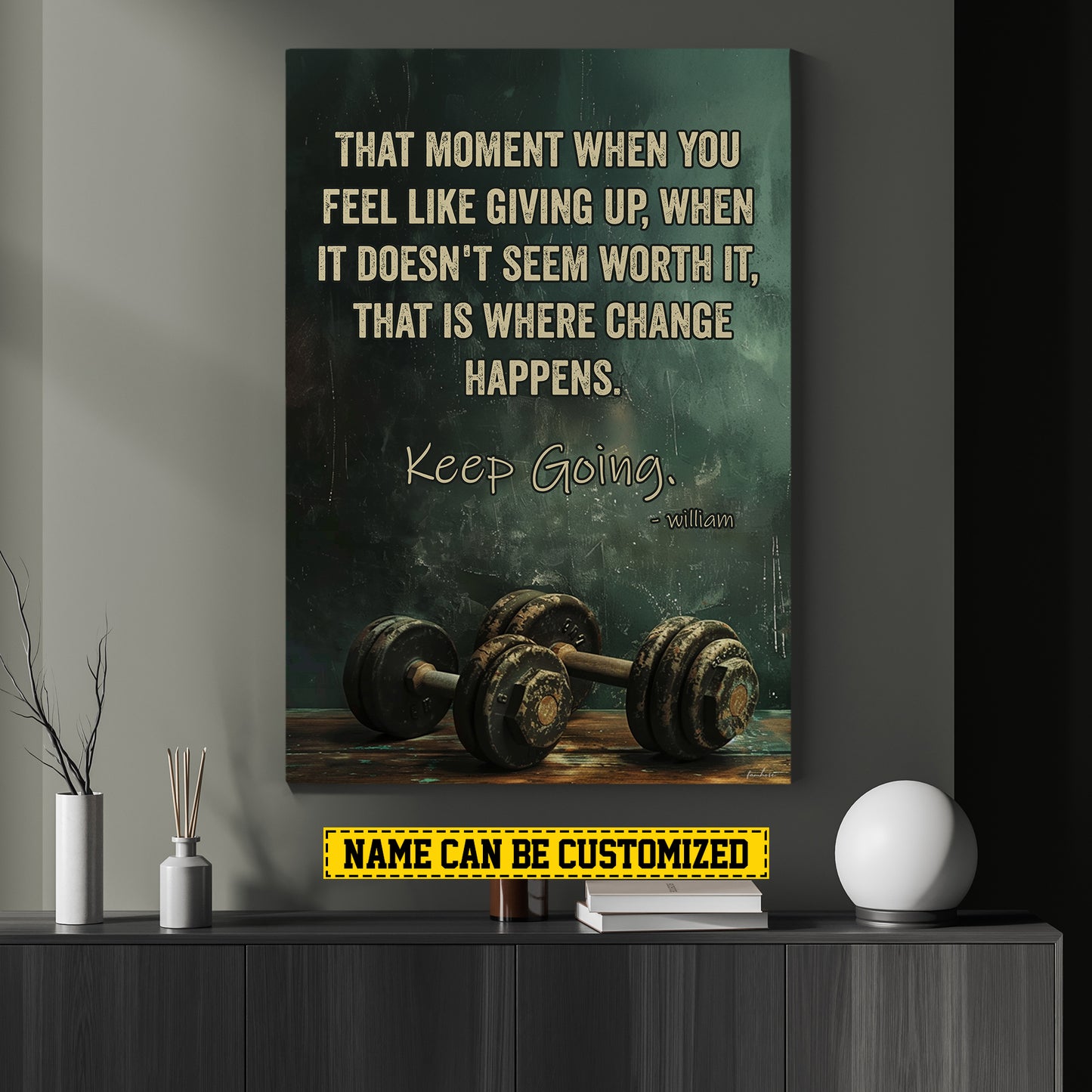 Personalized Gym Canvas Painting, Keep Going, Motivational Fitness Quotes Wall Art Decor, Ideal Poster Gift For Sports Enthusiasts