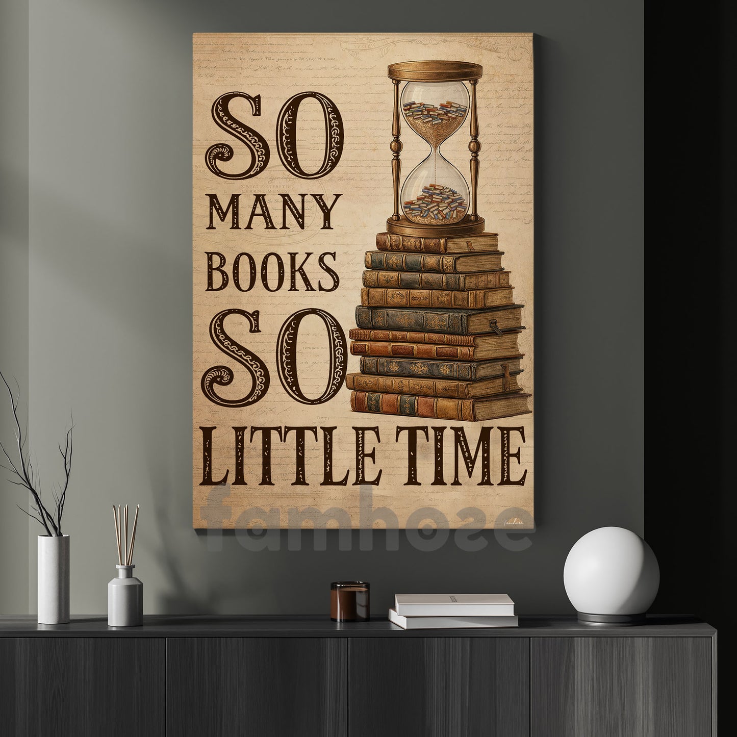 Reading Book Canvas Painting, So Many Books So Little Time Wall Art Decor, Poster Gift For Reading Lovers