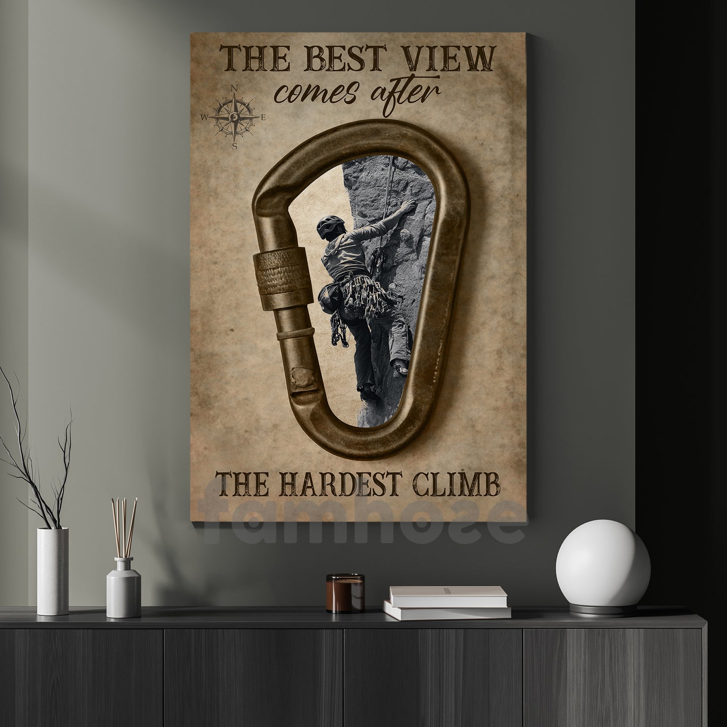 Motivational Climbing Canvas Painting, The Best View Sport Wall Art Decor, Poster Gift For Climbing Lovers