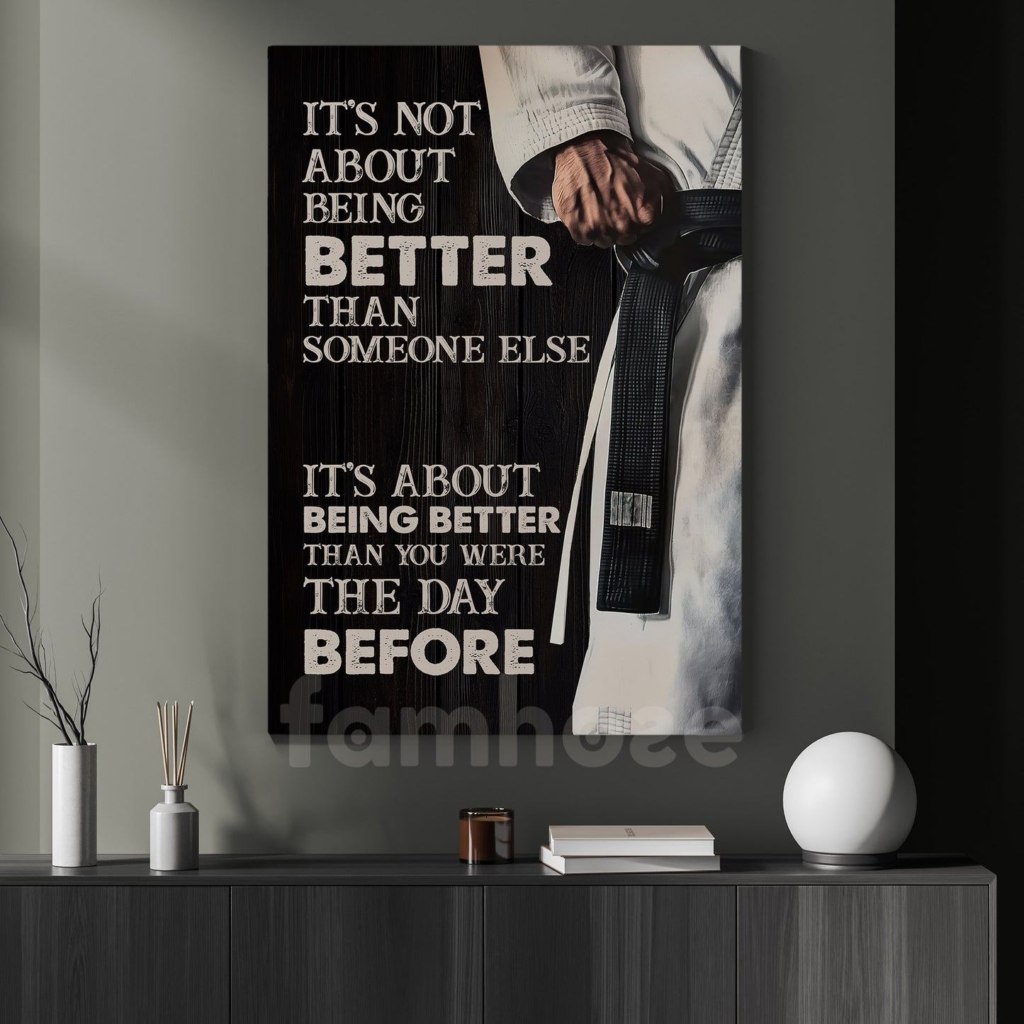 Jiu Jitsu Boy Canvas Painting, It's About Being Better Than You Were The Day Before Inspirational Quotes Wall Art Decor, Poster Gift For Fan Of Jiu Jitsu