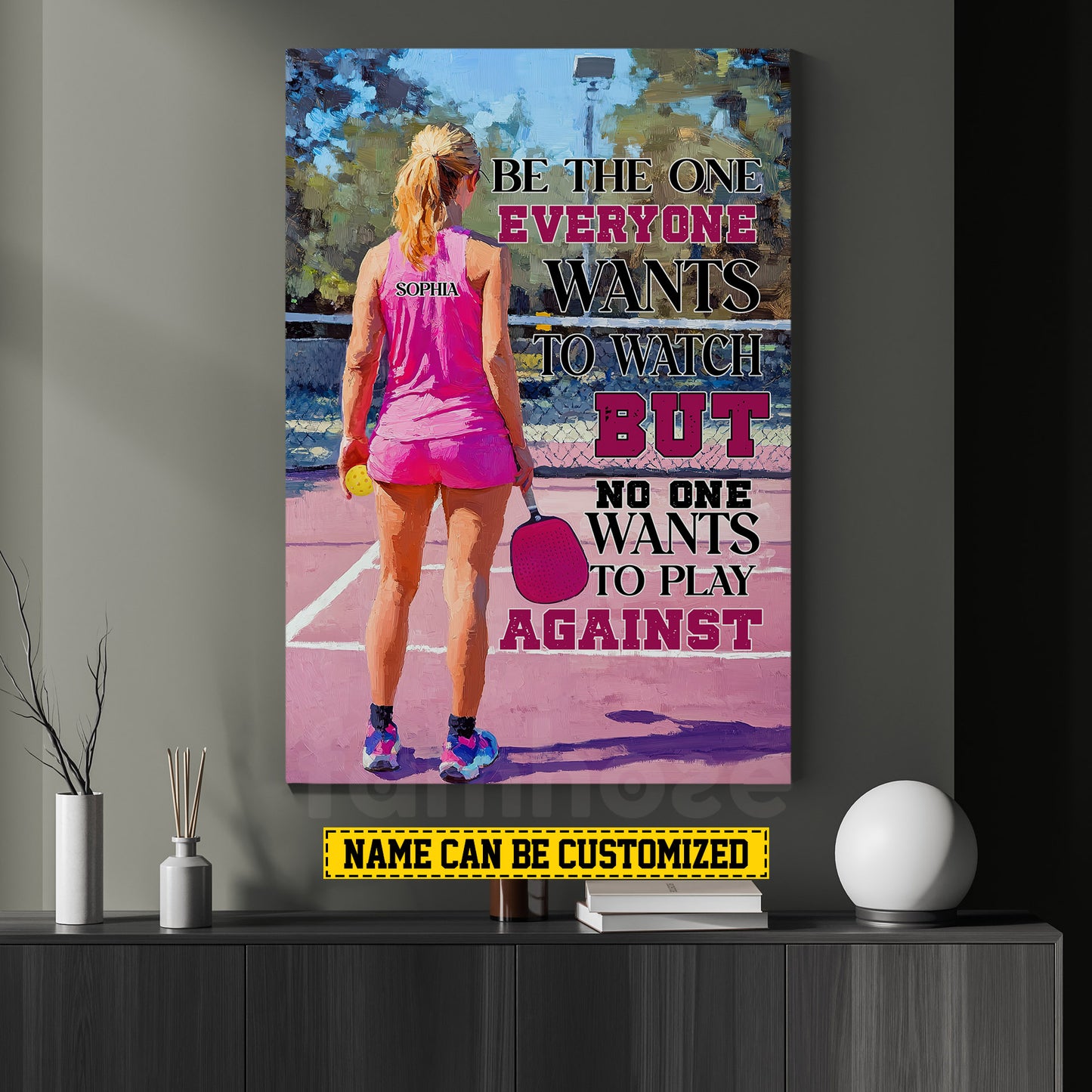 Personalized Pickleball Girl Canvas Painting, No One Wants To Play Against Sport Wall Art Decor, Poster Gift For Pickleball Lovers