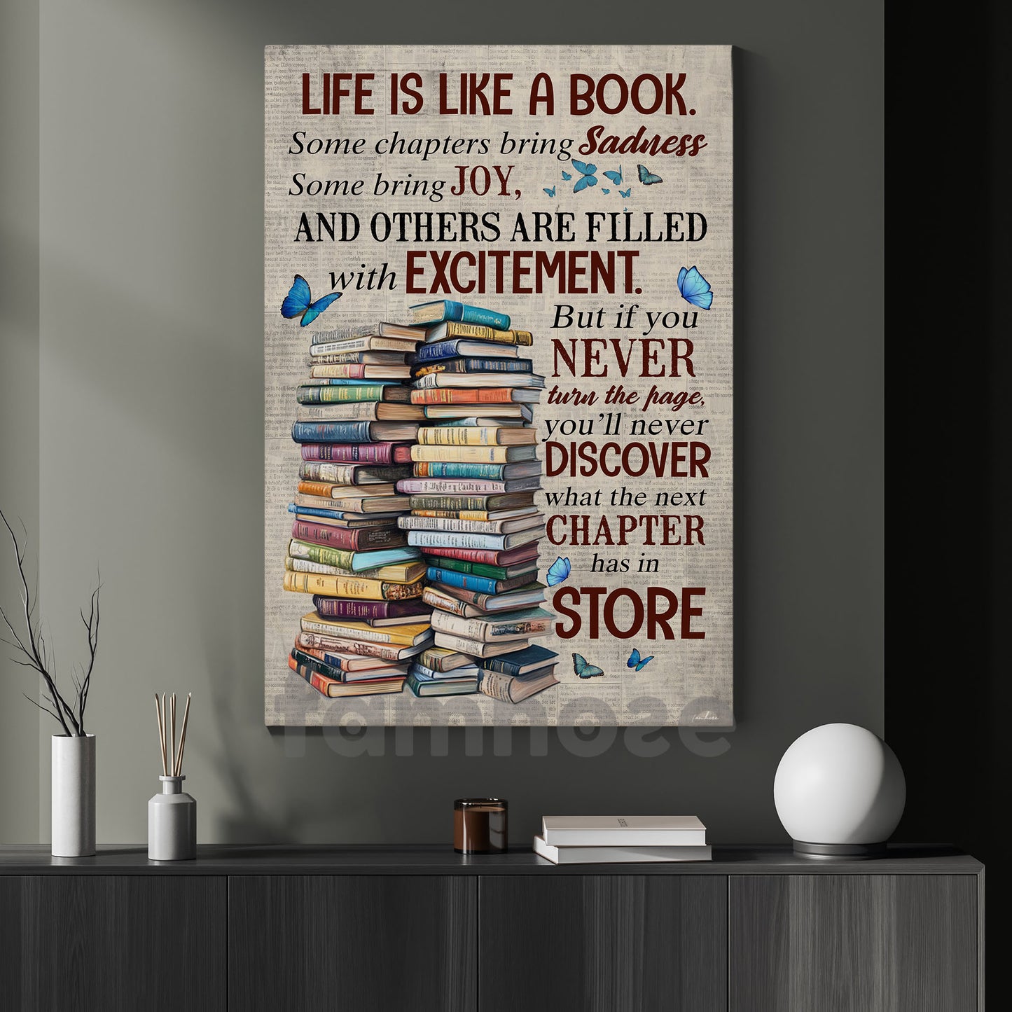Reading Book Canvas Painting, Life Is Not A Book Wall Art Decor, Poster Gift For Reading Lovers