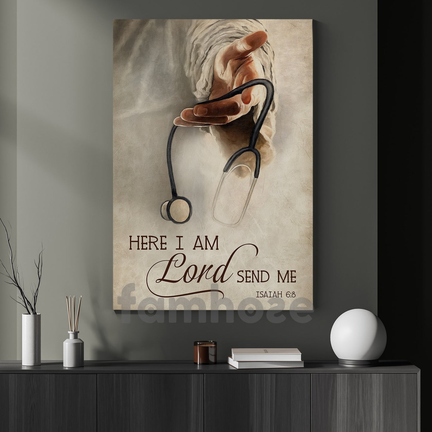 Nurse & God Canvas Painting, Here I Am Lord Send Me Wall Art Decor, Poster Gift For Nurse Lovers