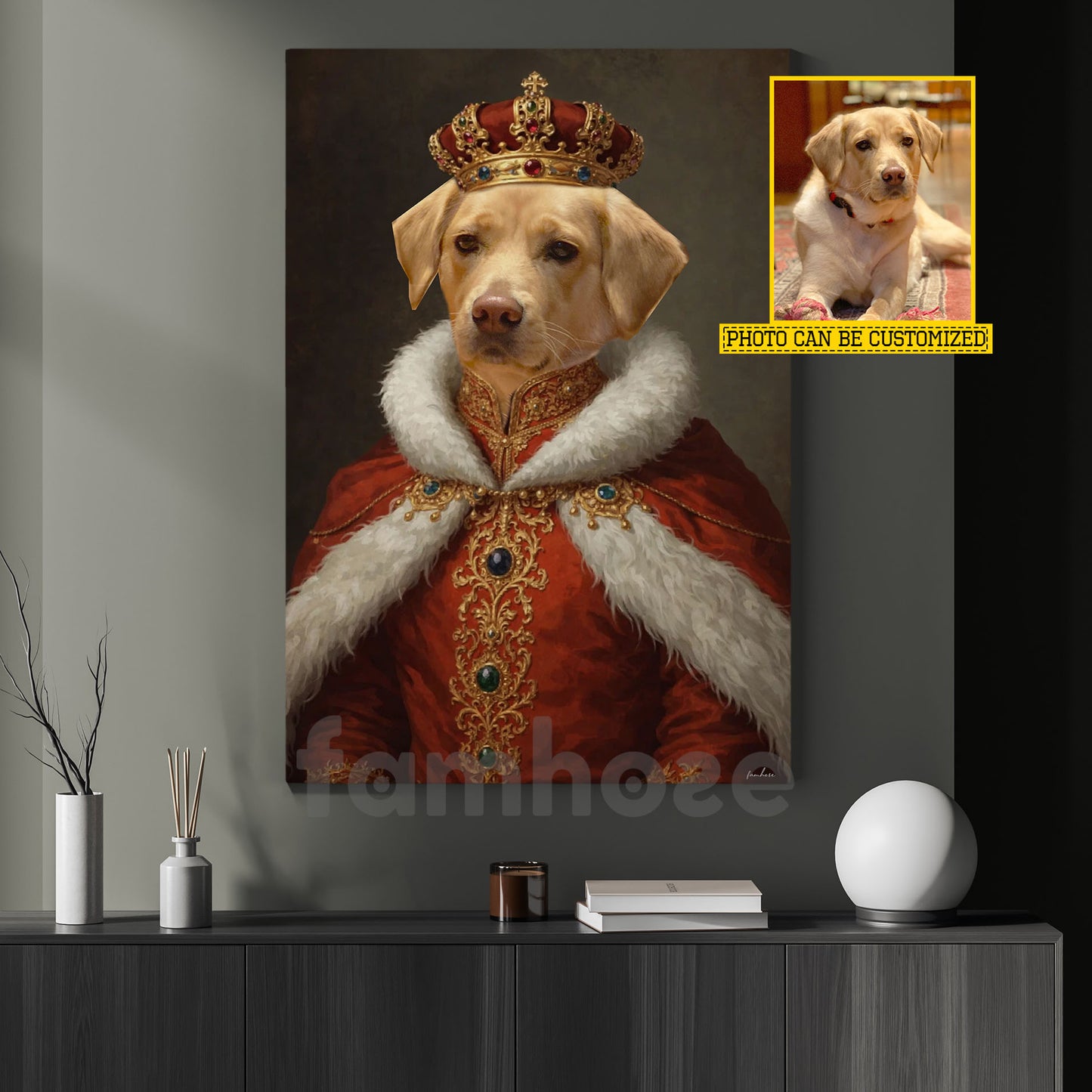 Personalized Victorian Dog Canvas Painting, Royal Dog Portrait Wall Art Decor, Poster Gift For Dog Lovers