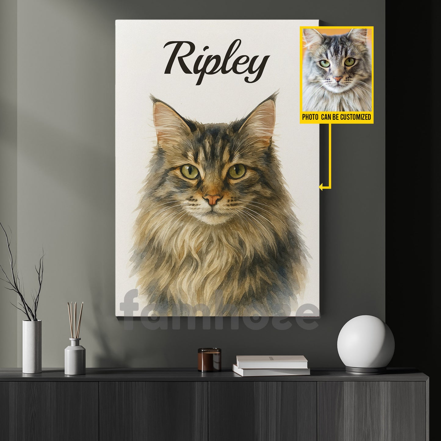 Personalized Photo Pet Canvas Painting, Pet Portrait Wall Art Decor, Poster Gift For Pet Lovers
