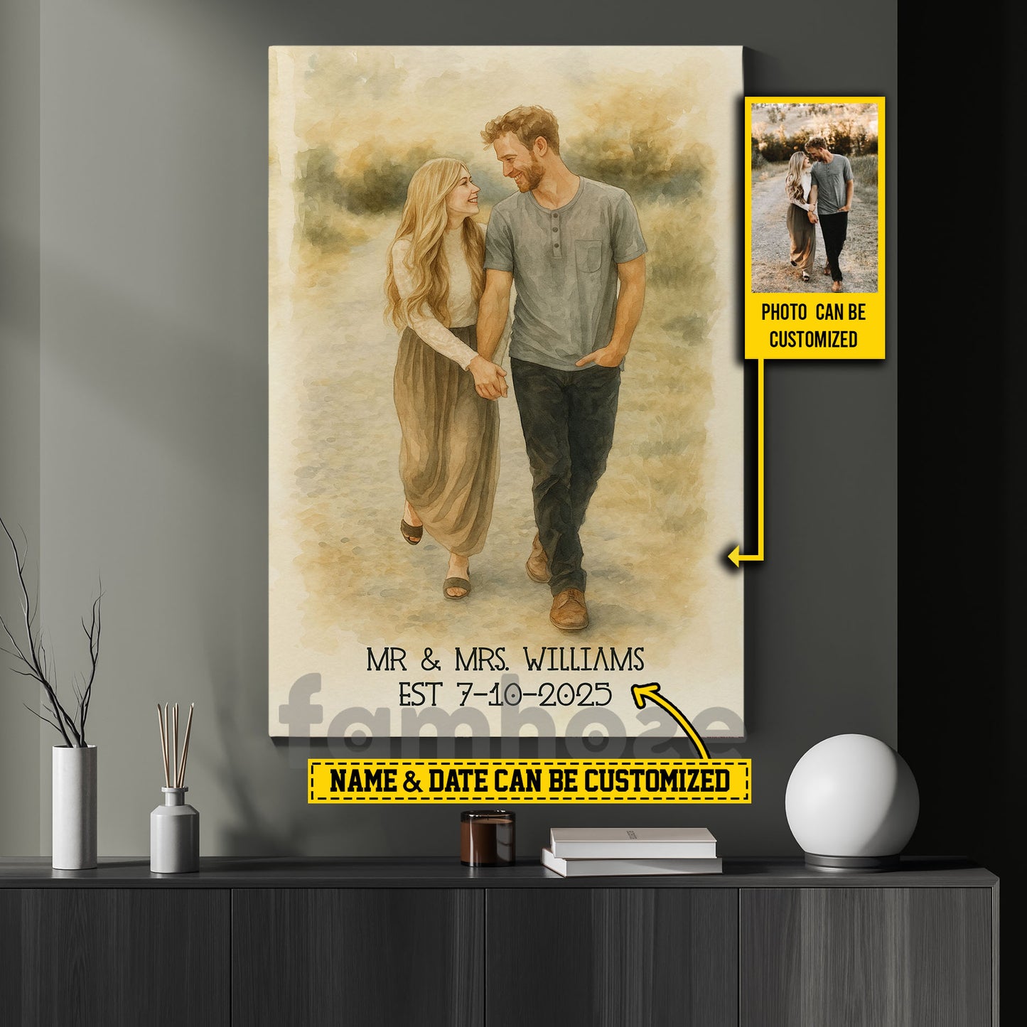 Lovely Personalized Couple Canvas Painting, Forever Us Wall Art Decor, Poster Gift For Couple