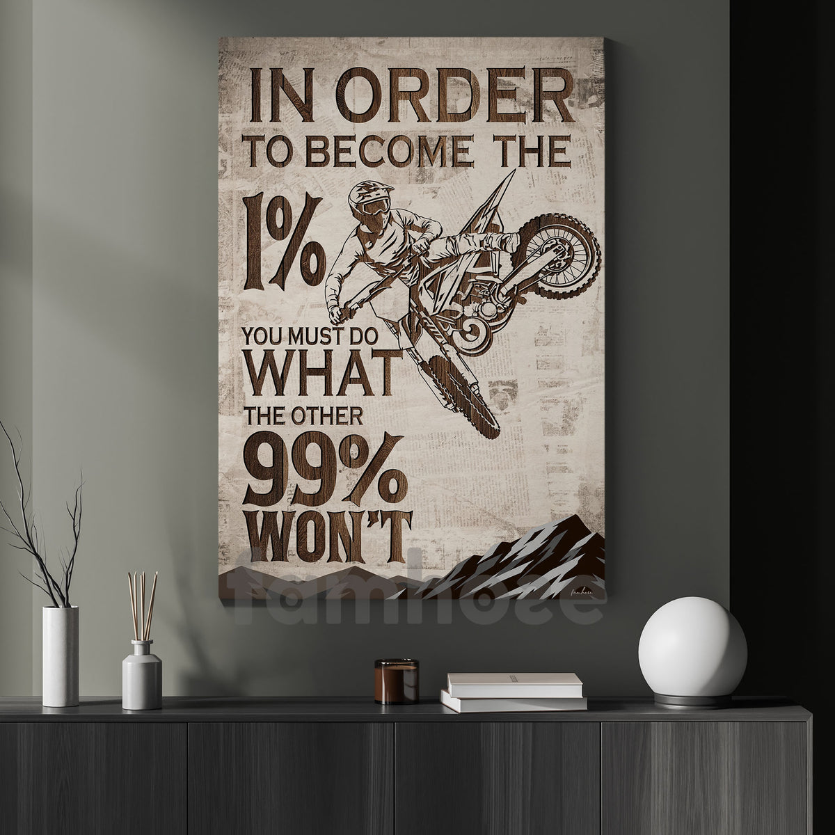 Motocross Dirt Bike Canvas Painting, In Order To Become The 1% Wall Art Decor, Poster Gift For Dirt Bike Lovers