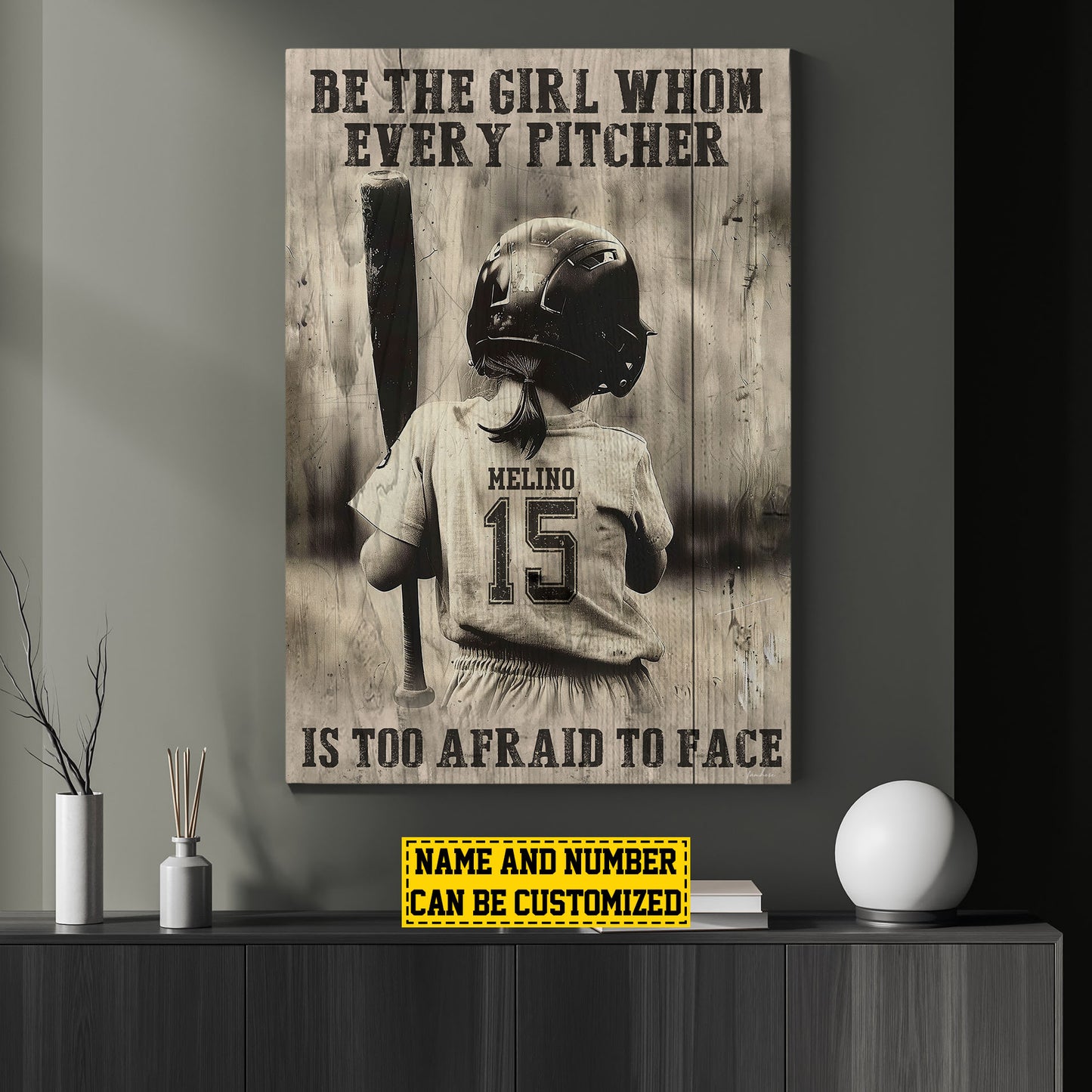 Be The Girl Whom Every Pitcher Is Too Afraid To Face, Personalized Softball Girl Canvas Painting, Sports Quotes Wall Art Decor, Poster Gift For Softball Lovers