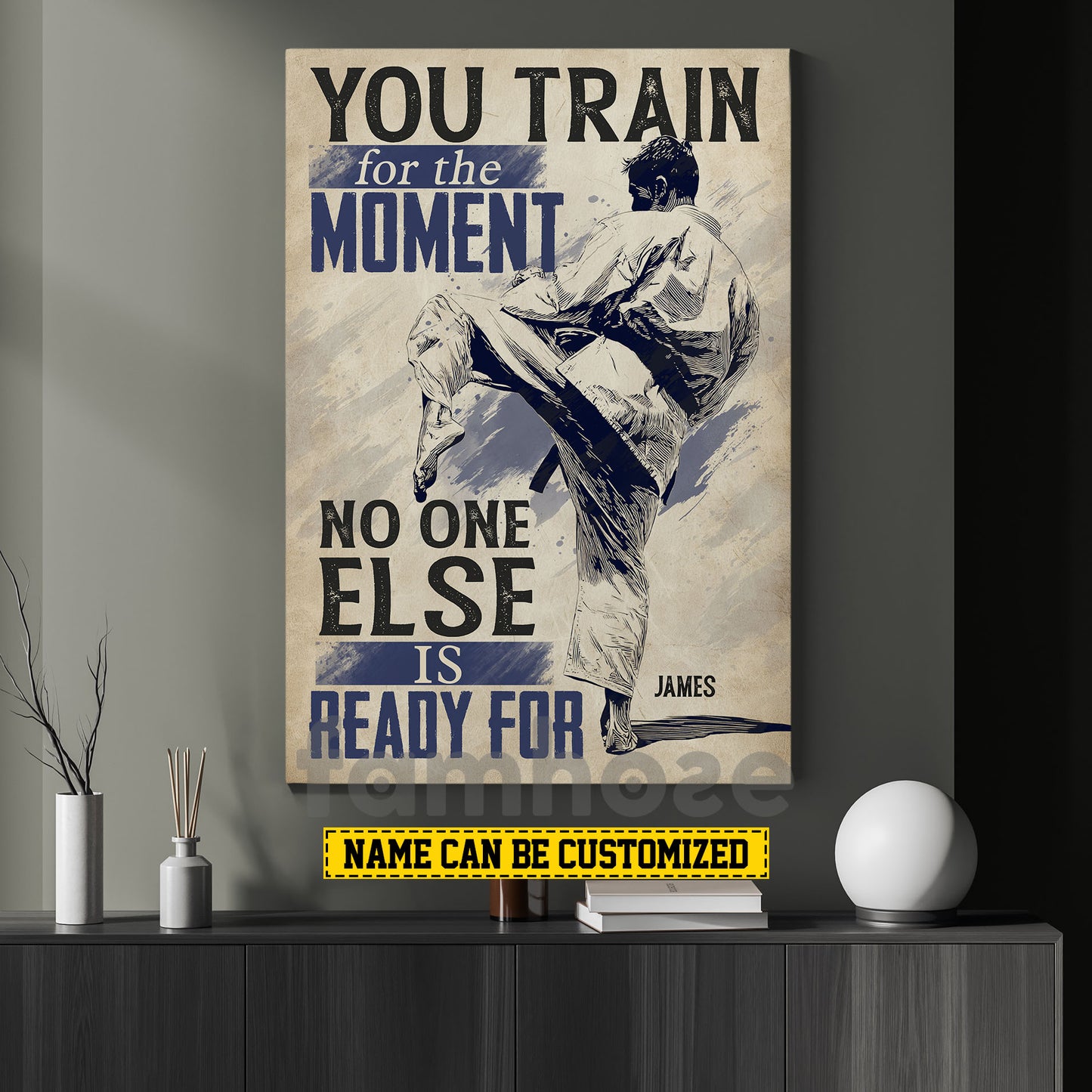 Motivational Personalized Karate Man Canvas Painting, You Train For The Moment Inspirational Quotes Wall Art Decor, Poster Gift For Karate Lovers