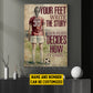 Motivational Personalized Soccer Woman Canvas Painting, Your Feet Write The Story Sport Wall Art Decor, Poster Gift For Soccer Lovers