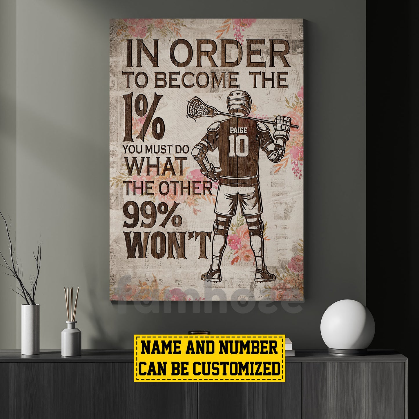 Personalized Lacrosse Man Canvas Painting, In Order To Become The 1% Sports Wall Art Decor, Poster Gift For Lacrosse Lovers