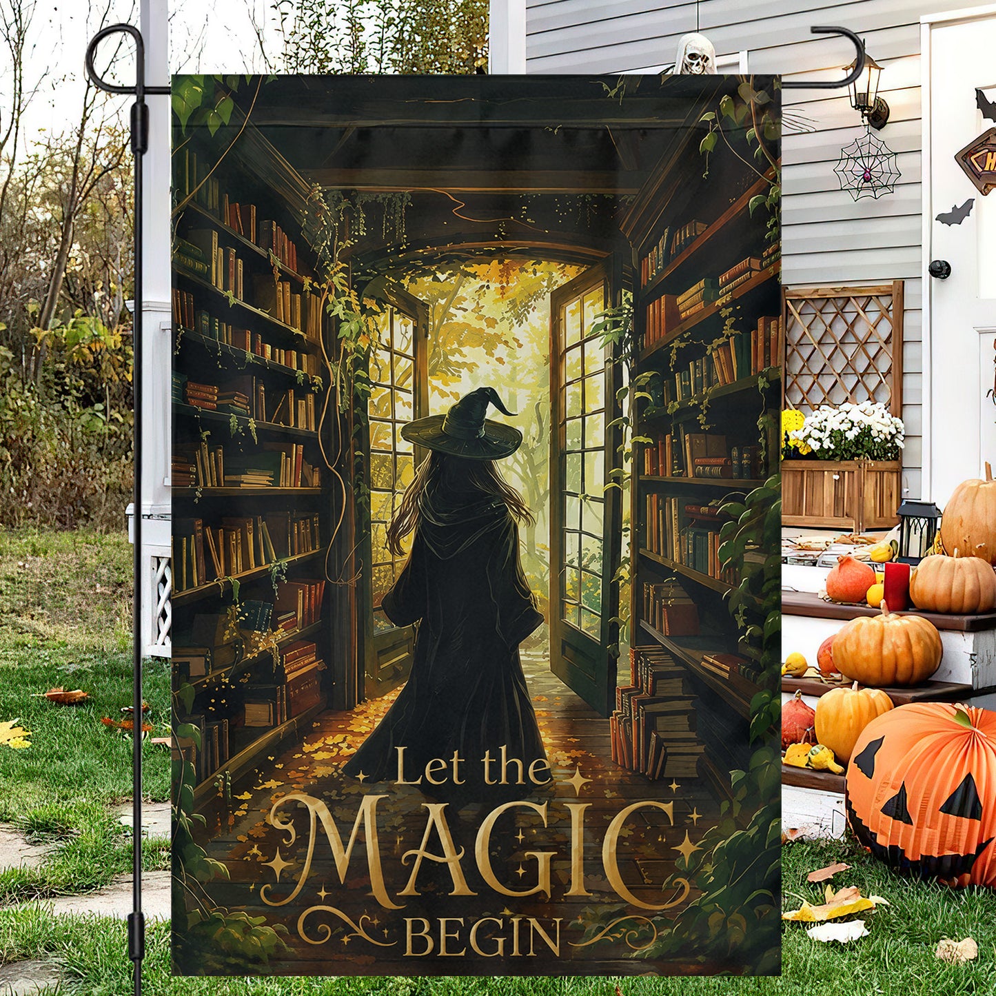 Halloween Witch Garden & House Flag, Let The Magic Begin Yard Flag Spooky Season Gift For Witch Lover