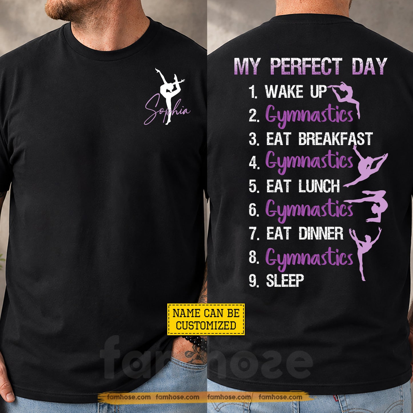 Personalized Gymnastics Two-sided T-shirt, My Perfect Day Sport Tees Gift For Gymnastics Lover