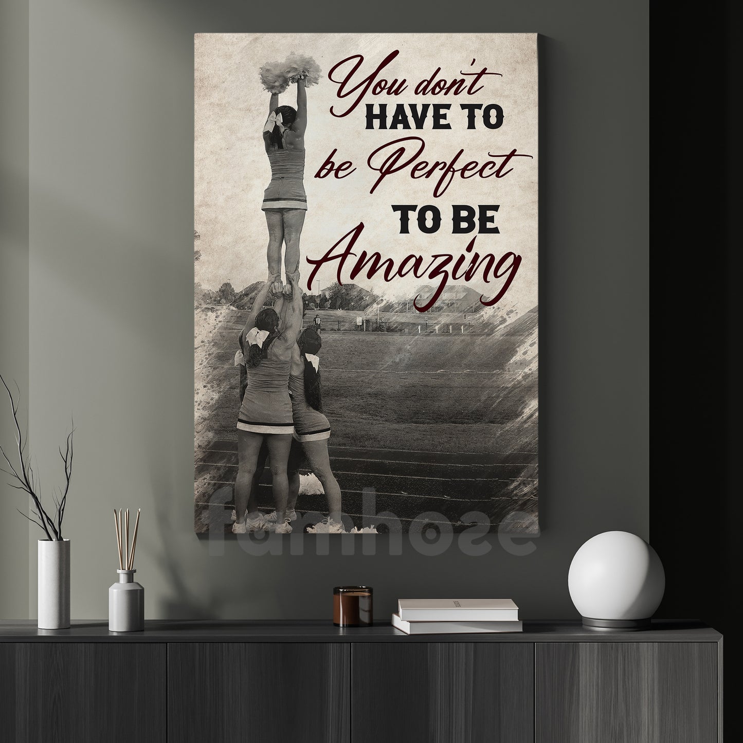 Motivational Cheerleading Canvas Painting, You Don't Have To Be Perfect Wall Art Decor, Poster Gift For Cheerleader