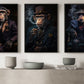 Cool Set Of 3 Monkey Canvas Painting, Monkey Mafia Lounge Wall Art Decor, Poster Gift For Monkey Lovers